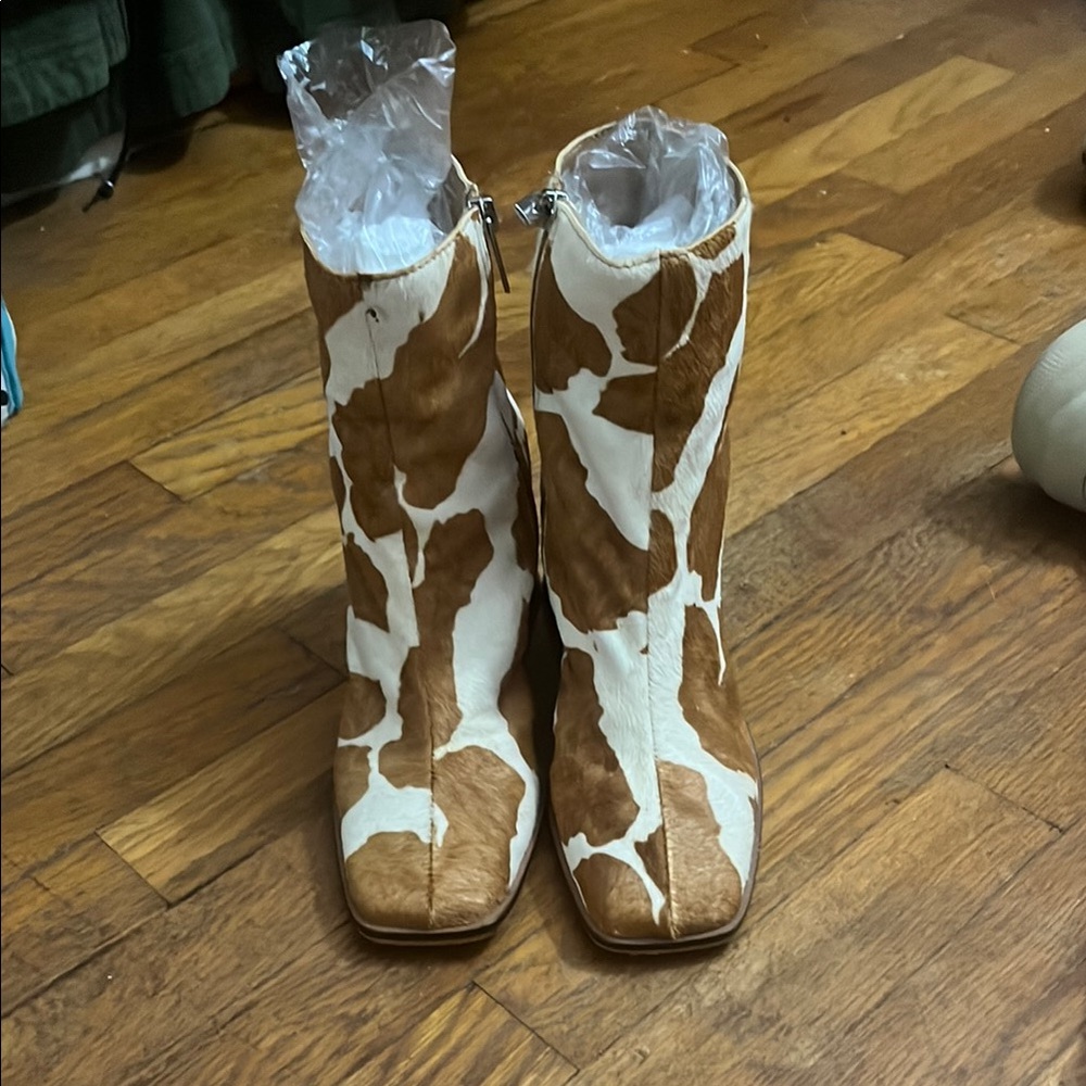 Free People Brown and White Ankle Boots